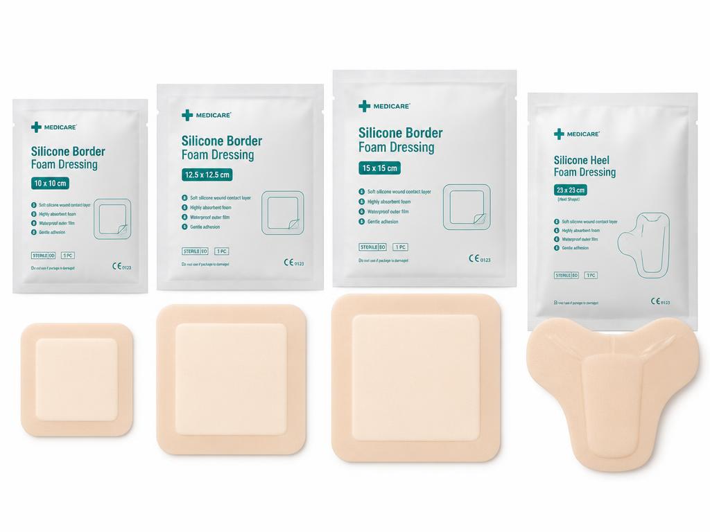 Biatain® Silicone foam dressings — best-selling sizes (REF 17710 / 17720 / 17740) and shaped heel version (REF 17763)