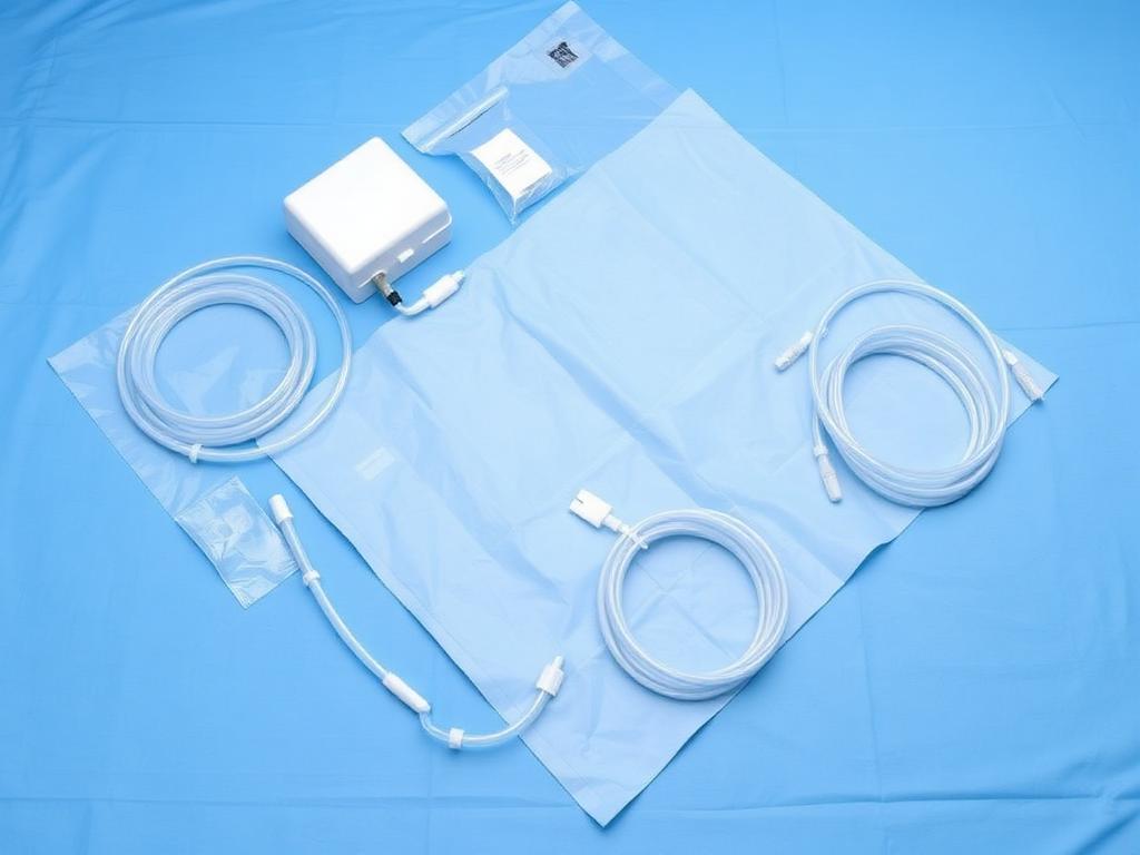 Sterile single-use drapes, gowns and tubing accessories — content configurable per hospital list